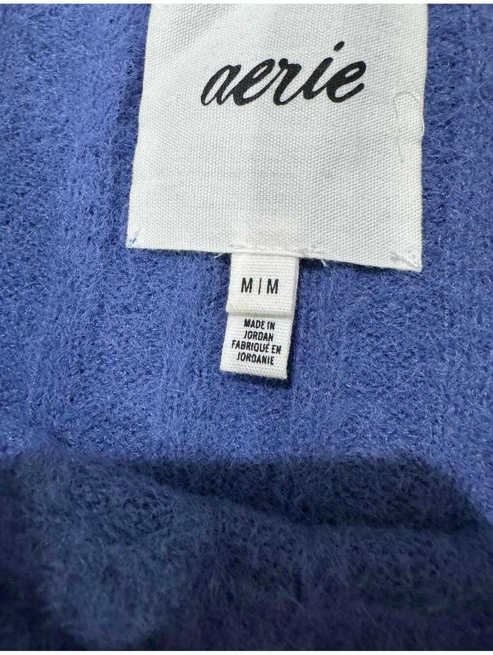 Aerie Blue Buttercream Crewneck Fuzzy Soft Ribbed Oversized Sweater- Size Medium - Picture 9 of 9